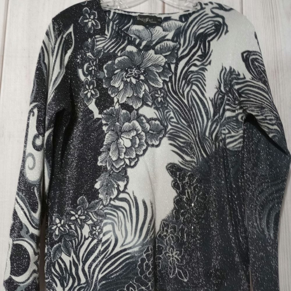 Magic Scarf Sweater‎ Ladies Small Floral Shimmer